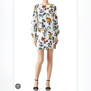 Tibi Multicolor Silk Floral Long Sleeve Dress Size 8